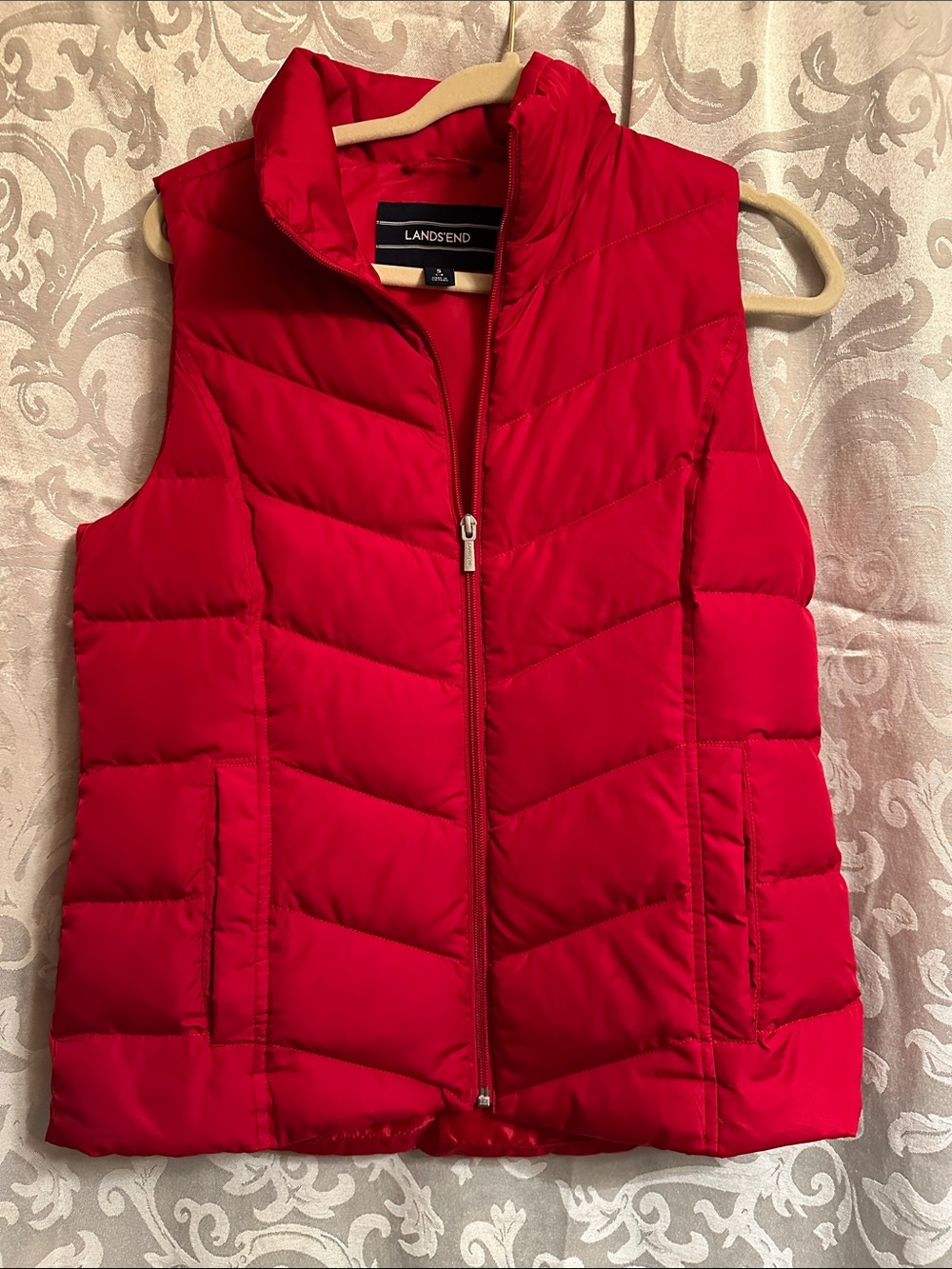 Lands' End Women's Bright Red Quilted Puffer Vest